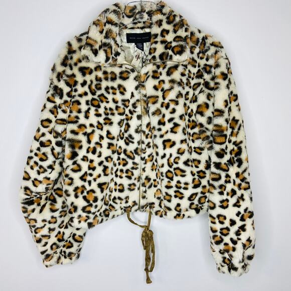 VSP KNOW ONE CARES Leopard Faux Fur Bomber Jacket - Picture 1 of 7